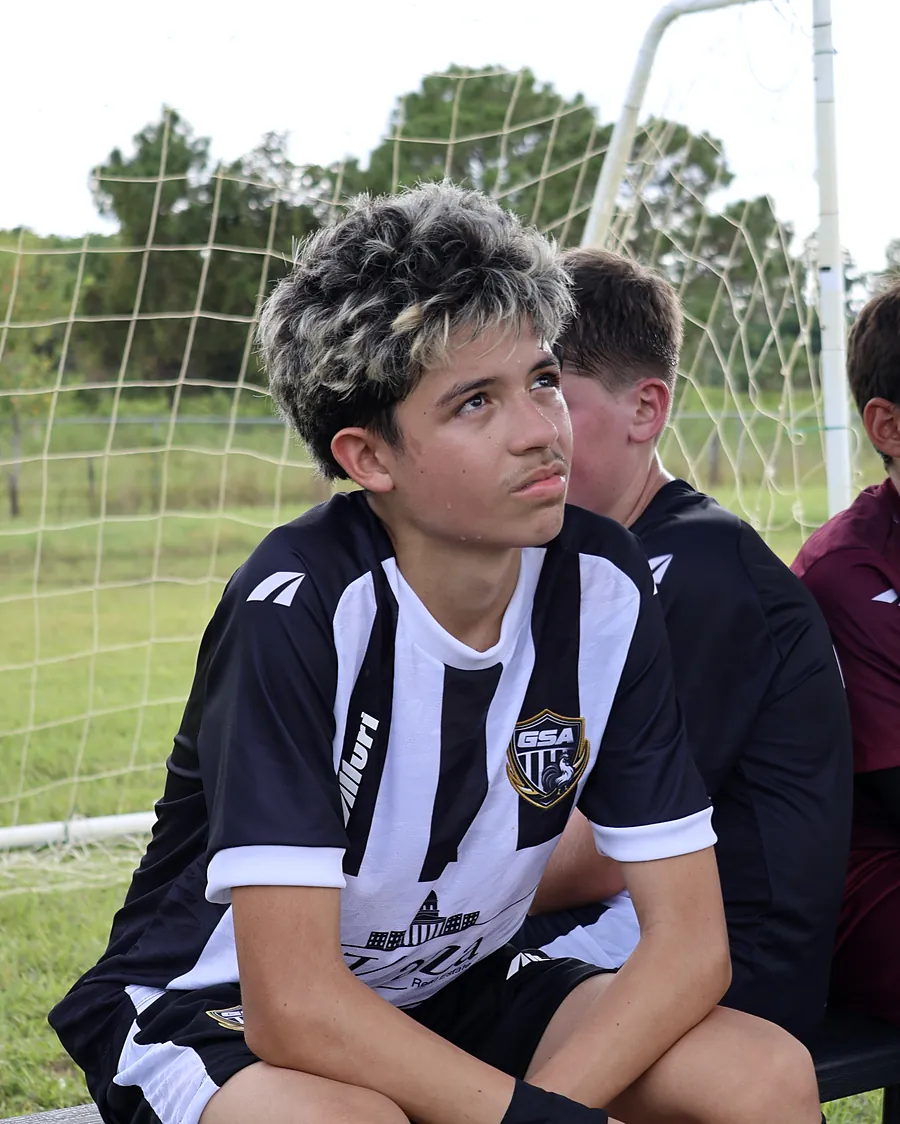 Player resting by the goal